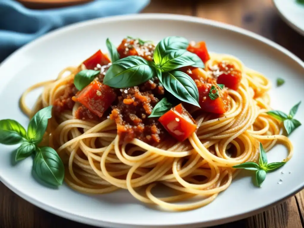 Deliciosa receta de pasta sin gluten innovadora: espaguetis con salsa de tomate, albahaca fresca y queso Parmesano