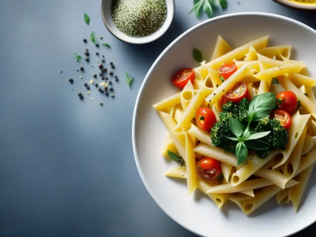 Deliciosa receta de pasta sin gluten con vegetales coloridos, queso Parmesano y hierbas frescas