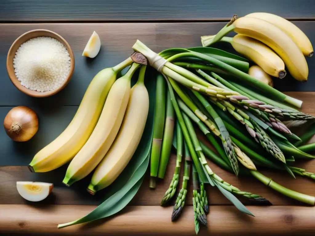 Deliciosa variedad de alimentos prebióticos ricos en colores, sobre mesa rústica