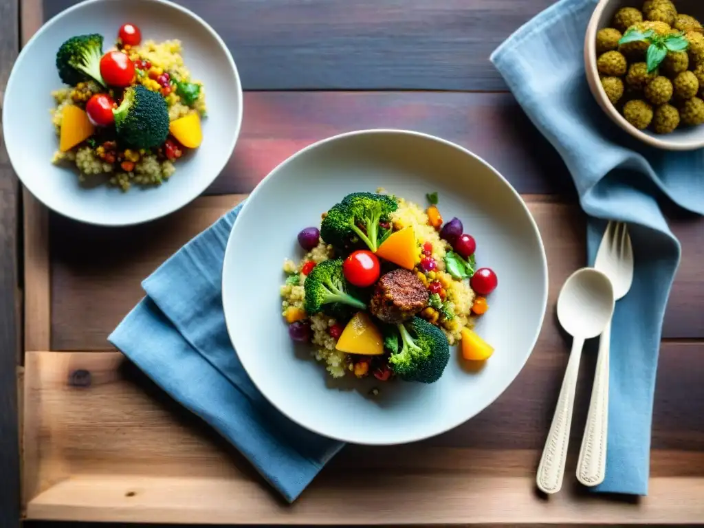 Deliciosa variedad de guarniciones sin gluten para acompañar tu receta albóndigas sin gluten, en una elegante presentación en mesa rústica