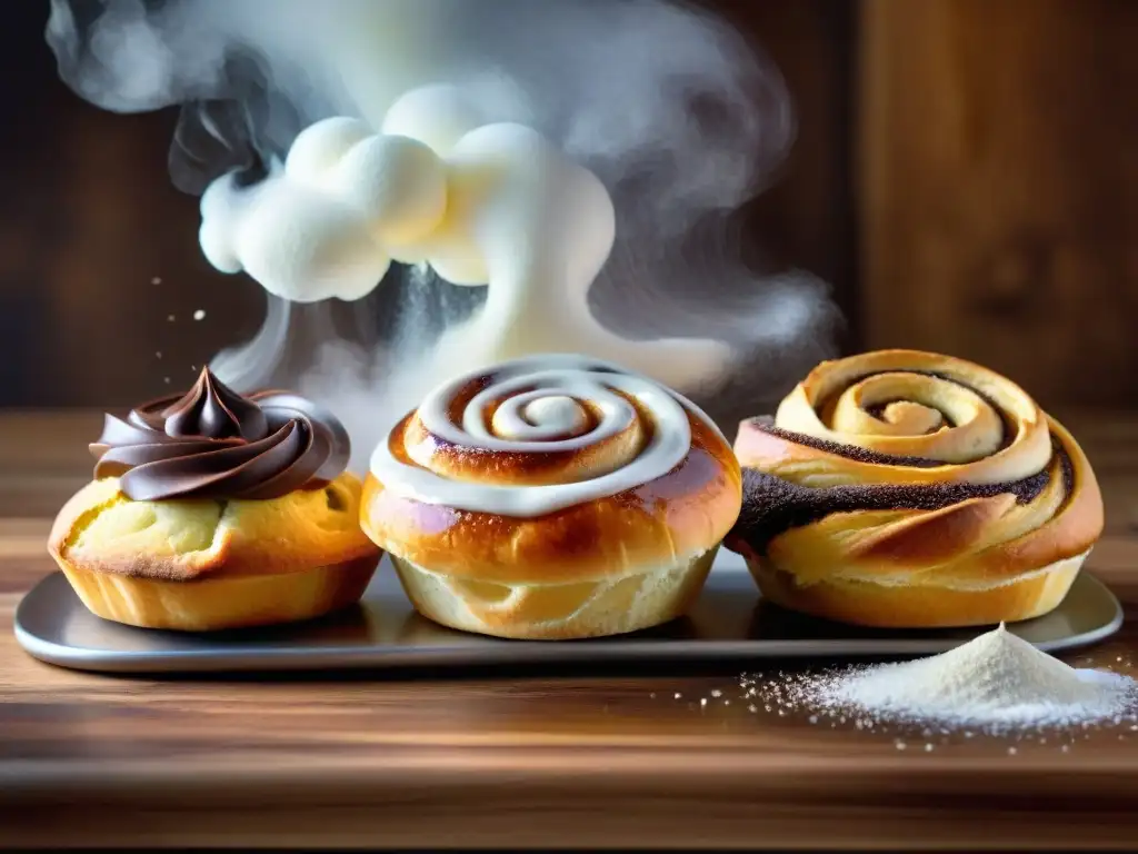 Deliciosa variedad de pan y pastelería sin gluten en una mesa rústica, con texturas y formas vibrantes