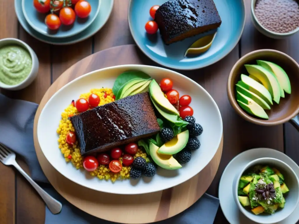 Deliciosa variedad de recetas sin gluten sabrosas en mesa rústica