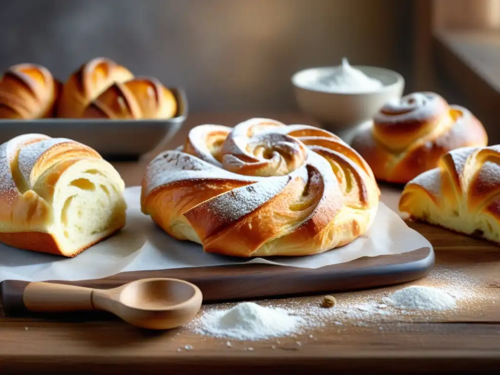 Una deliciosa variedad de repostería sin gluten recién horneada, con detalles coloridos y texturas exquisitas, en una atmósfera acogedora de panadería