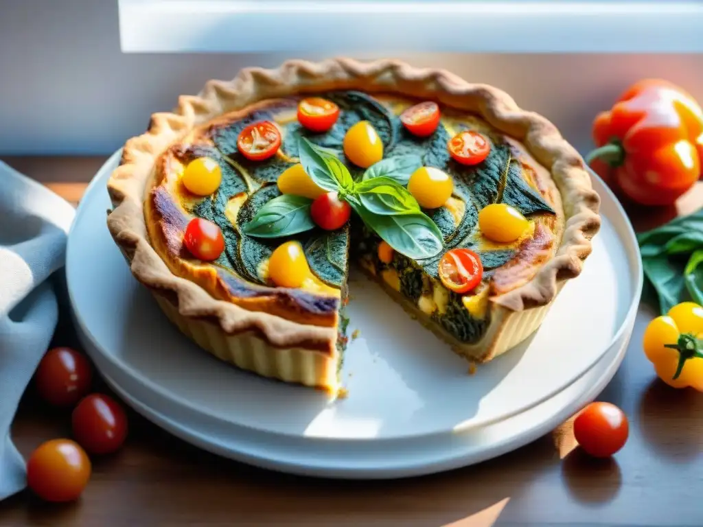 Deliciosa quiche sin gluten con vegetales coloridos