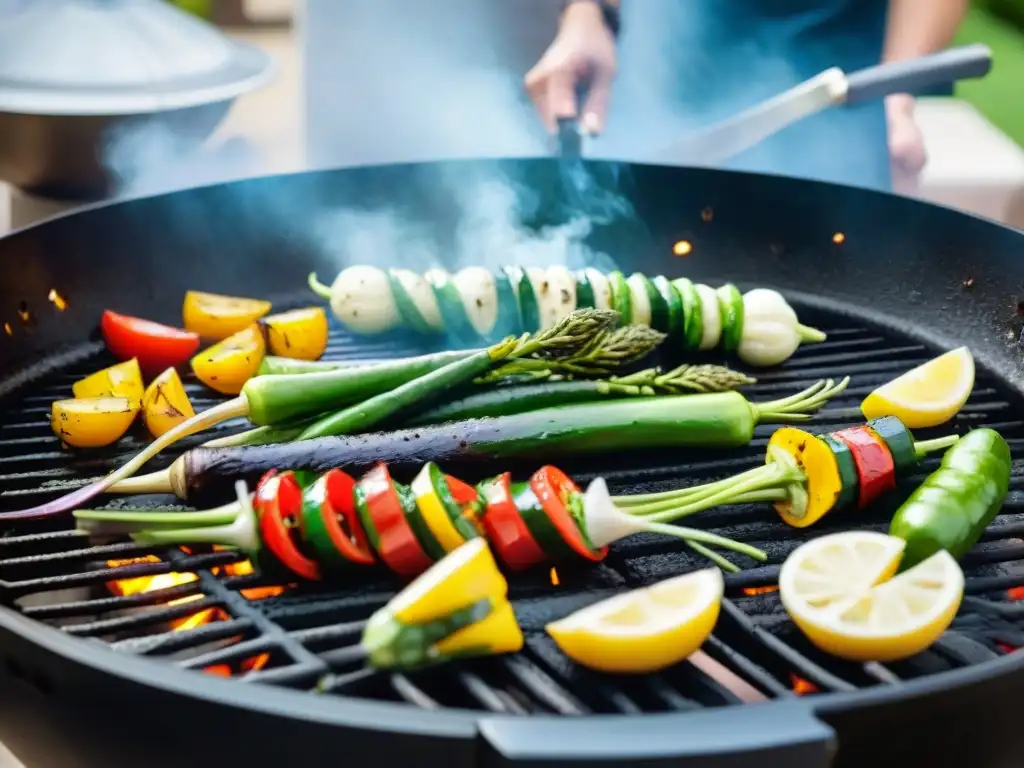 Una deliciosa barbacoa con vegetales sin gluten y amigos felices en un patio soleado