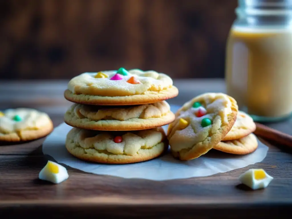 Deliciosas recetas galletas sin gluten en mesa rústica con coloridas decoraciones y texturas