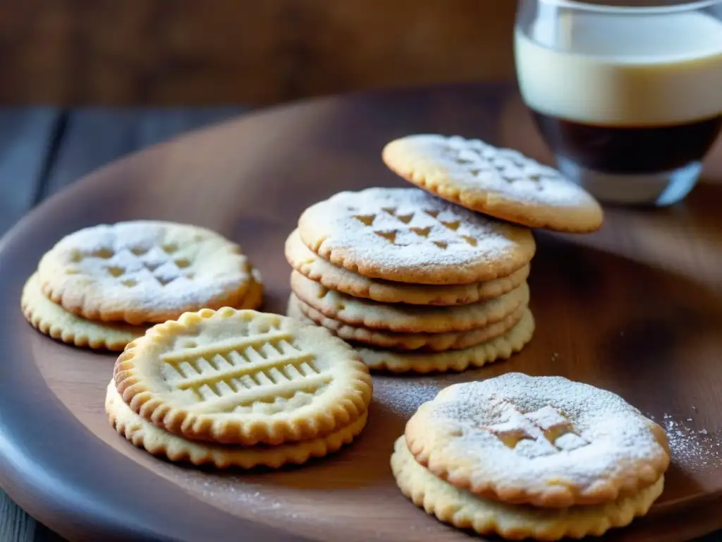 Deliciosas recetas galletas sin gluten: lote recién horneado en mesa rústica, doradas y espolvoreadas con azúcar