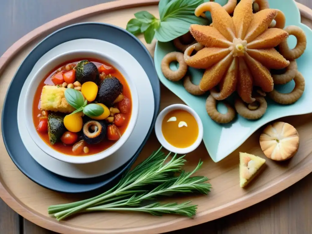 Deliciosas recetas sin gluten de Almería en una mesa vibrante con platos tradicionales detallados