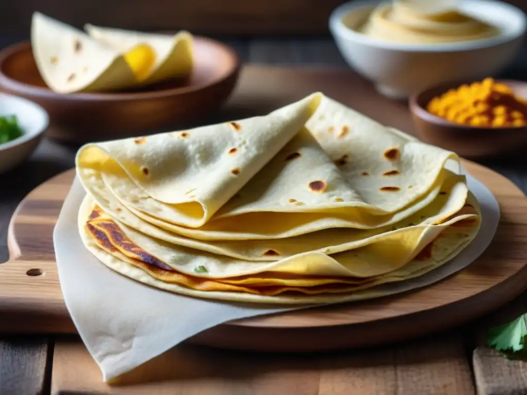 Deliciosas tortillas sin gluten recetas flexibles sobre mesa rústica de madera