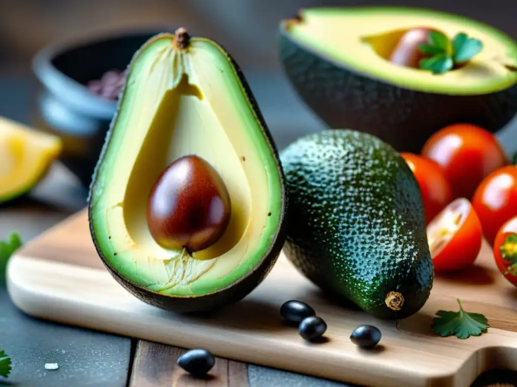 Delicioso aguacate relleno sin gluten con quinua, frijoles negros, tomate y cilantro, todo bañado en aderezo de lima