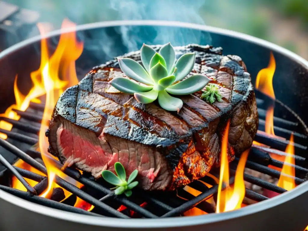 Delicioso filete a la parrilla con vegetales y salsa sin gluten, cocinado con técnicas avanzadas para asados