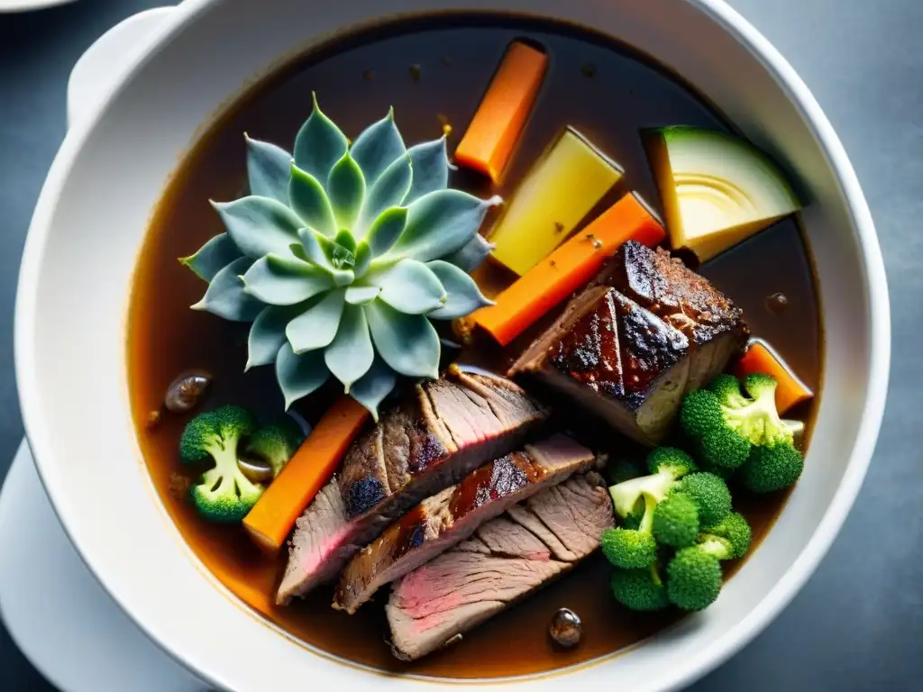 Un delicioso guiso sin gluten cocinado lentamente en una olla moderna, con carne tierna y vegetales coloridos