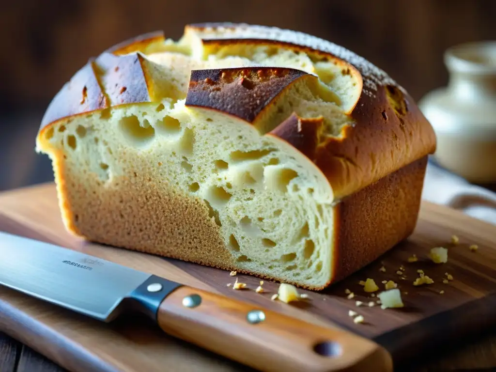 Delicioso pan de amaranto sin gluten recién horneado en tabla rústica, listo para saborear