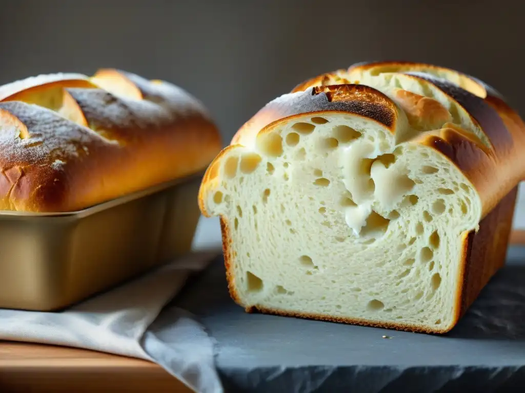 Delicioso pan sin gluten frente al tradicional, resaltando texturas y frescura