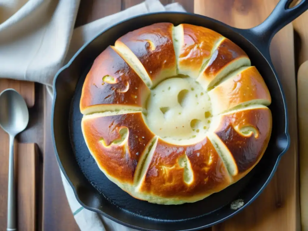 Delicioso pan sin gluten en sartén, recién horneado, listo para saborear su aroma casero