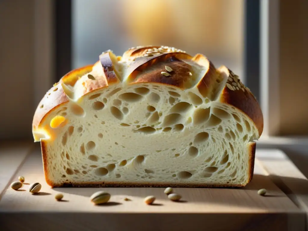 Delicioso pan sin gluten recién horneado con corteza dorada y miga esponjosa