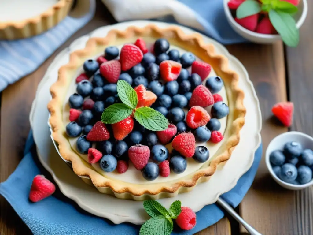 Un delicioso pastel de bayas sin gluten para un picnic saludable en el parque