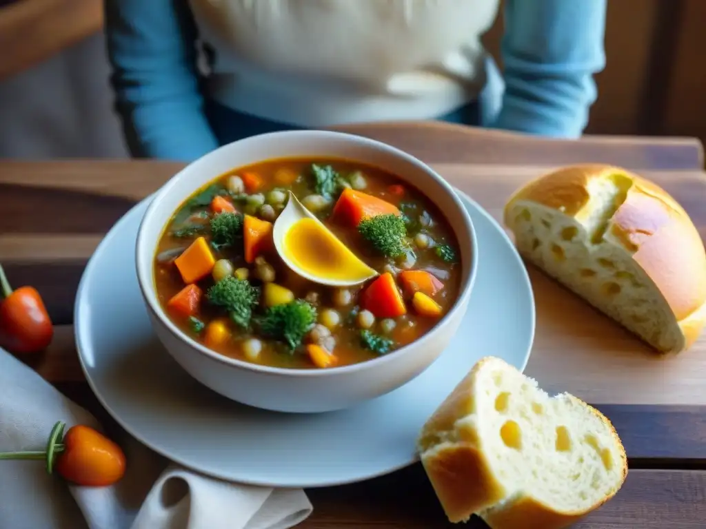 Un delicioso plato de sopa de verduras sin gluten, perfecto para disfrutar