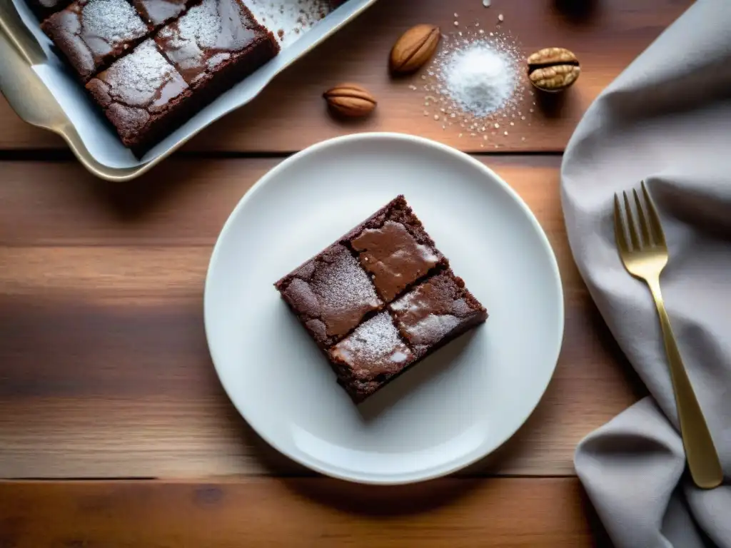 Deliciosos brownies sin gluten recién horneados en una escena cálida y acogedora