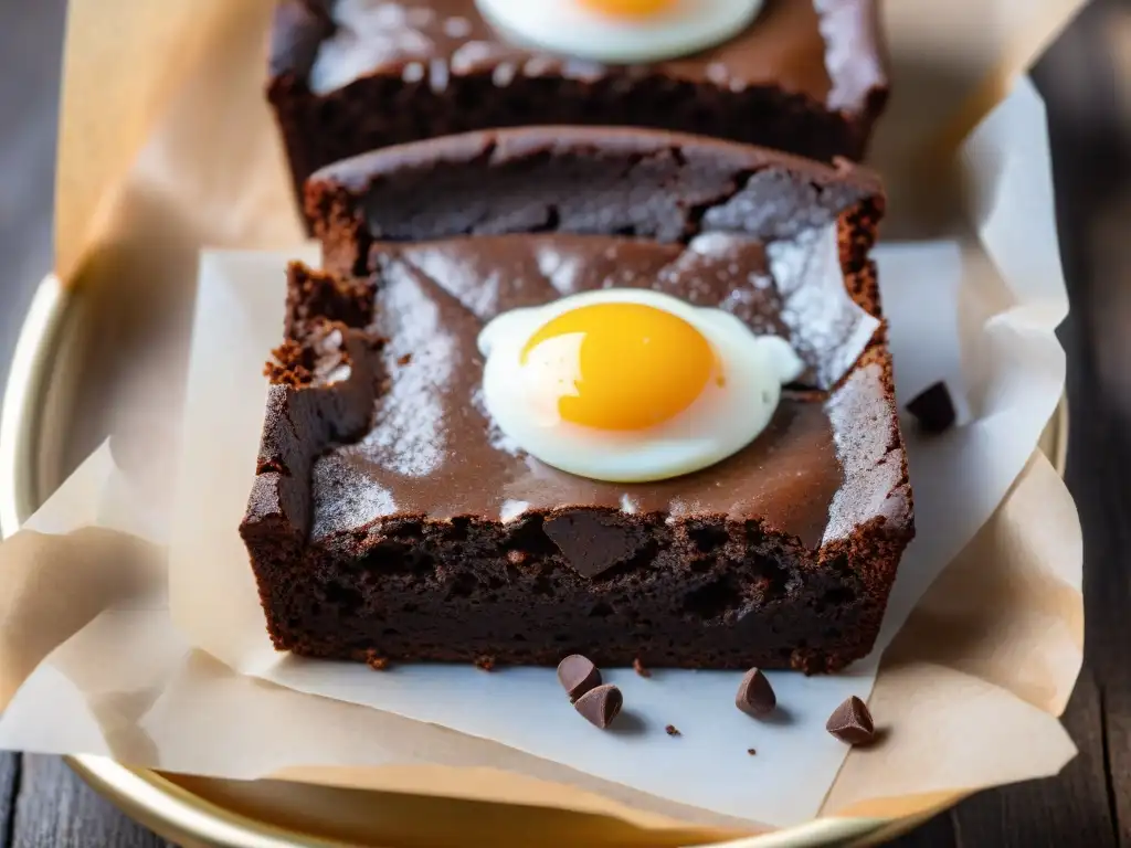 Deliciosos brownies sin gluten recién horneados en una mesa rústica, listos para disfrutar