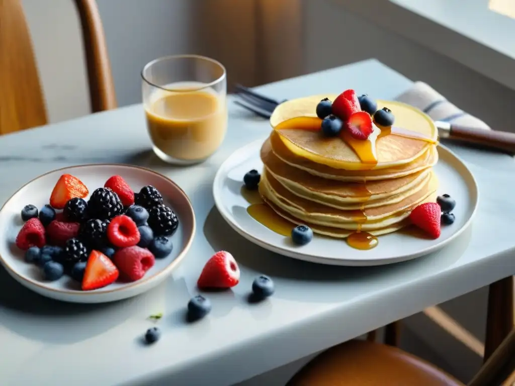 Deliciosos crepes sin gluten servidos en una mesa romántica al amanecer