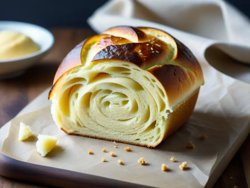 Deliciosos panecillos sin gluten recién horneados en tabla de madera rústica