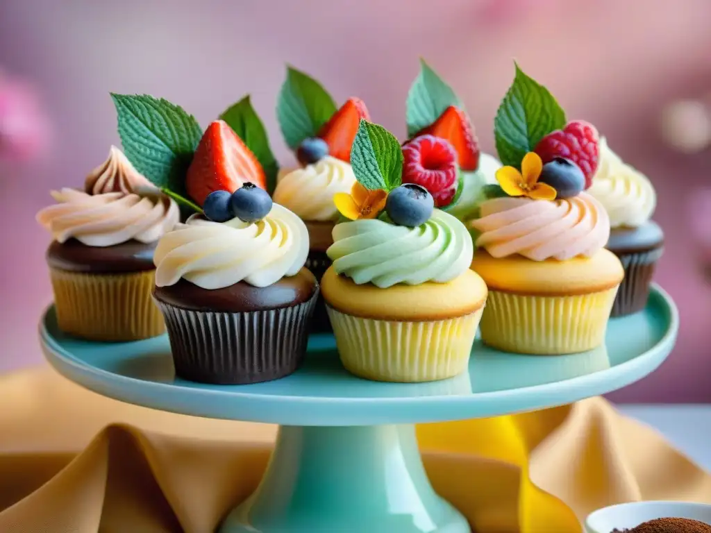 Deliciosos postres sin gluten para fiestas: cupcakes, macarons, trufas y tartas de frutas en una presentación elegante y colorida