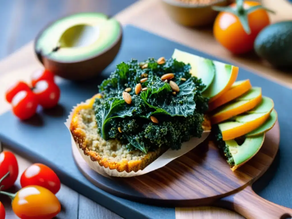 Deliciosos snacks sin gluten caseros creativos en tabla de madera