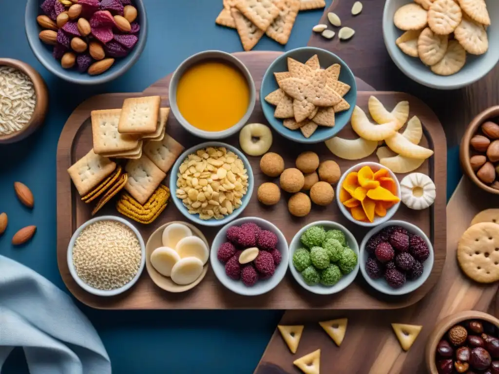 Deliciosos snacks sin gluten en una mesa de madera rústica