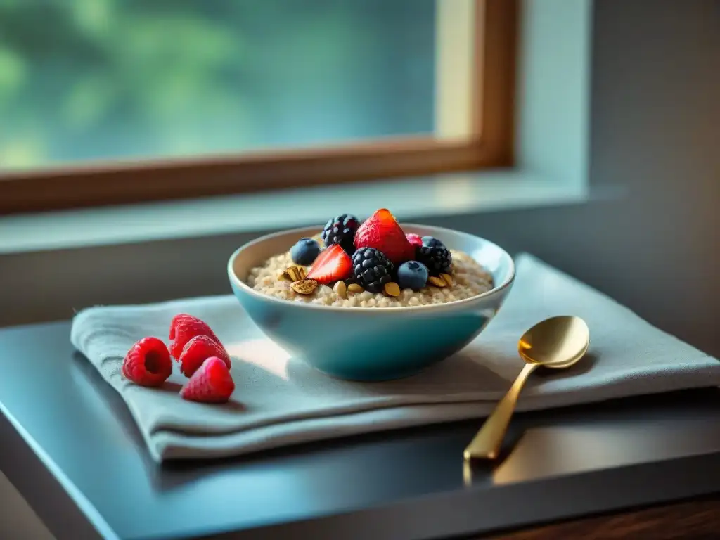 Un desayuno apetitoso y colorido con recetas sin gluten con avena, lleno de frescura y nutrición