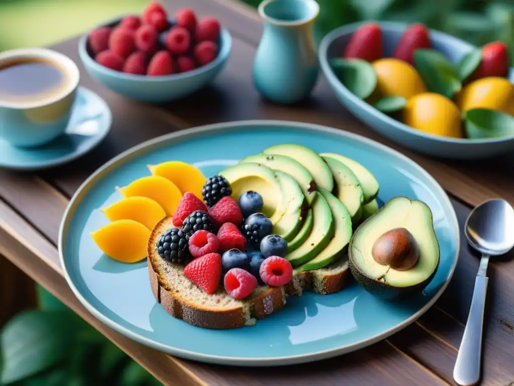 Un desayuno sin gluten fácil y saludable al aire libre en una mañana soleada