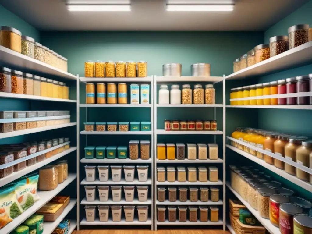 Una despensa libre de gluten con productos organizados y coloridos, listos para inspirar