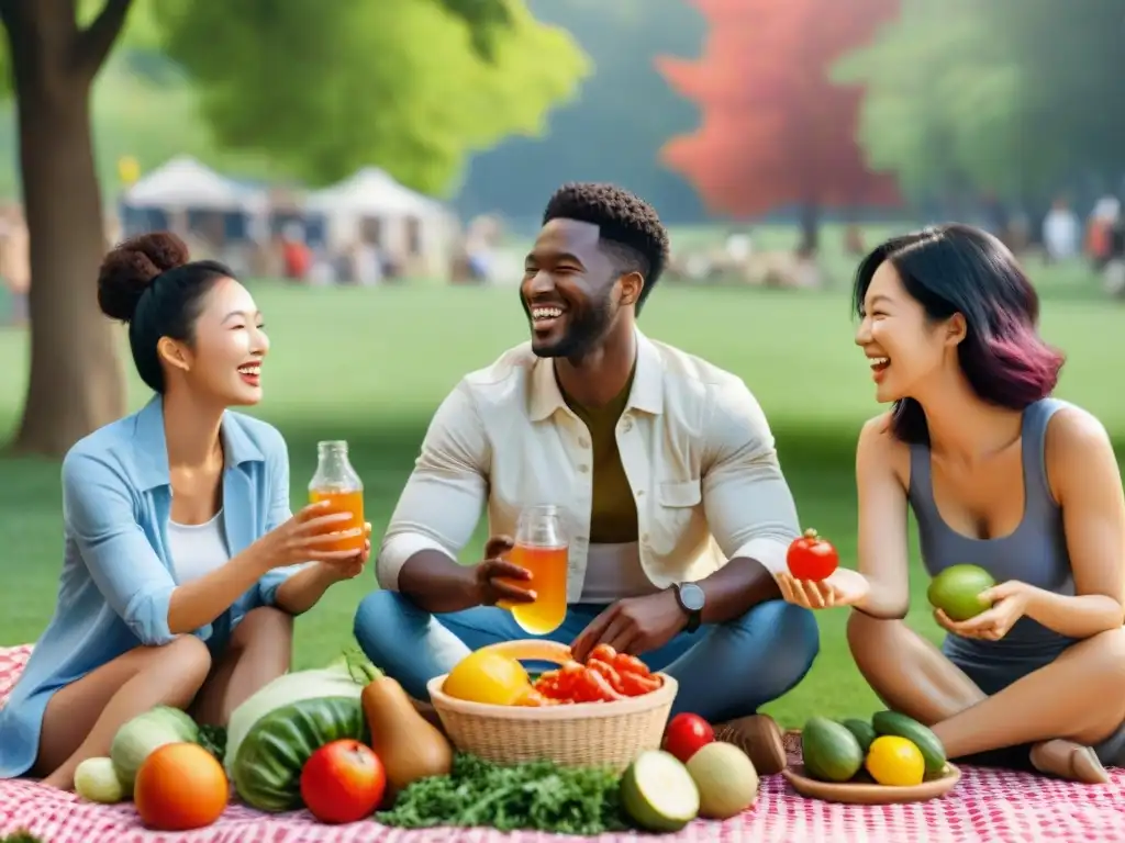 Un día alegre y saludable en el parque, disfrutando de probióticos sin gluten