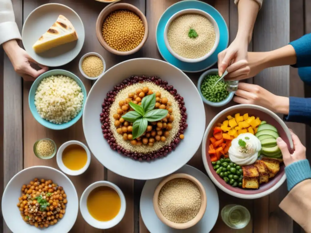 Diversidad de edades y etnias disfrutando platos sin gluten de sorgo