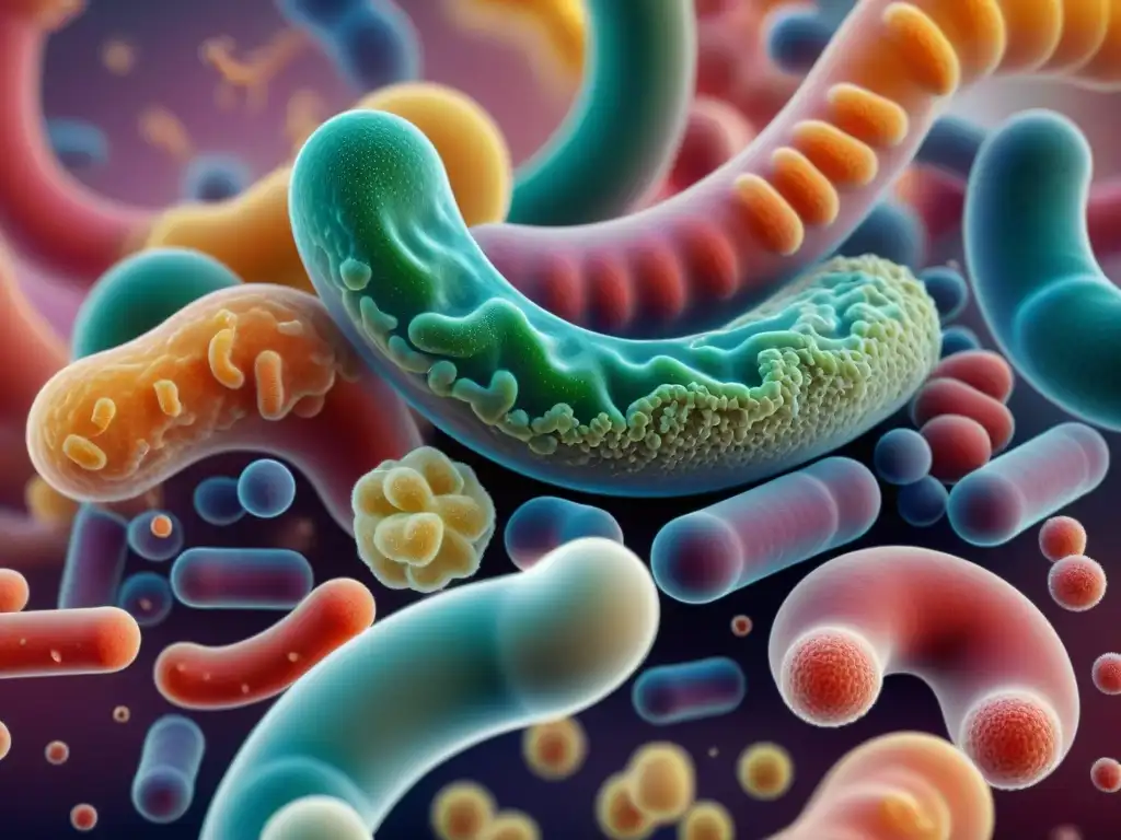 Un ecosistema vibrante de bacterias intestinales beneficiosas en equilibrio microbiota intestinal sin gluten