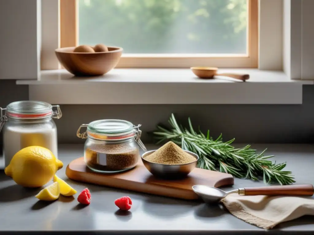 Encantadora cocina con ingredientes para recetas sin gluten innovadoras adaptadas, utensilios y detalles rústicos en su entorno acogedor