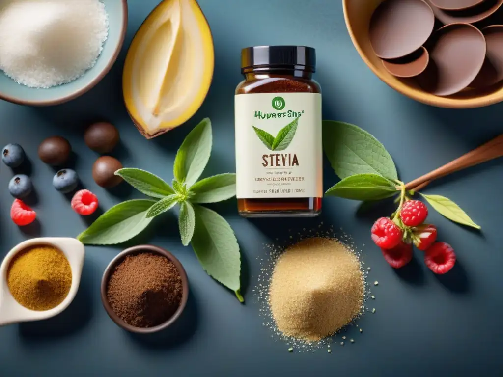 Una encantadora variedad de endulzantes naturales y sabrosos ingredientes para endulzar recetas sin gluten en una cocina bien arreglada