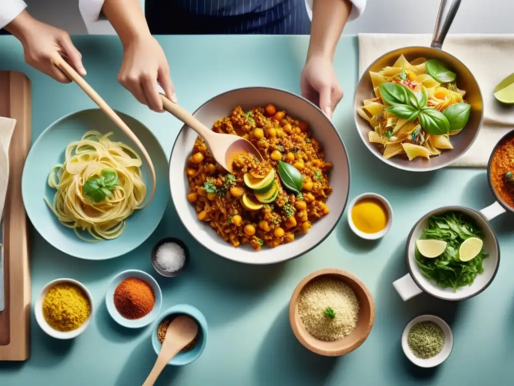 Un encuentro culinario internacional: chefs de Italia, Japón, India y México preparan recetas sin gluten en una cocina moderna