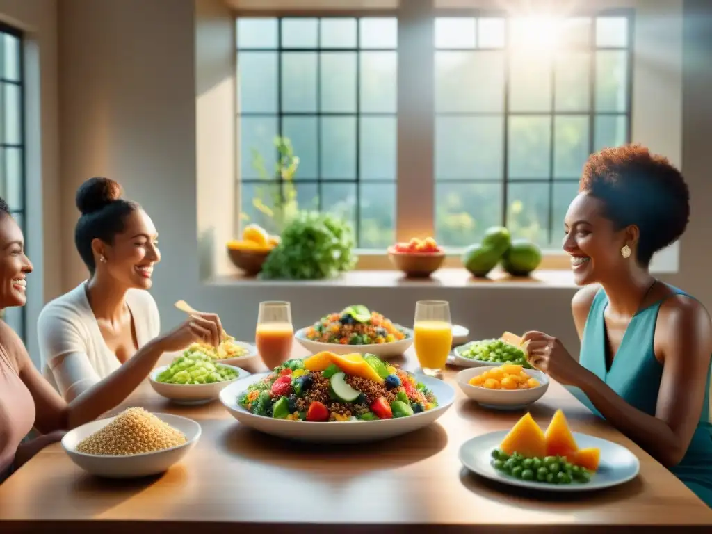 Un encuentro feliz preparando y disfrutando comidas saludables sin gluten y ricas en fibra juntos