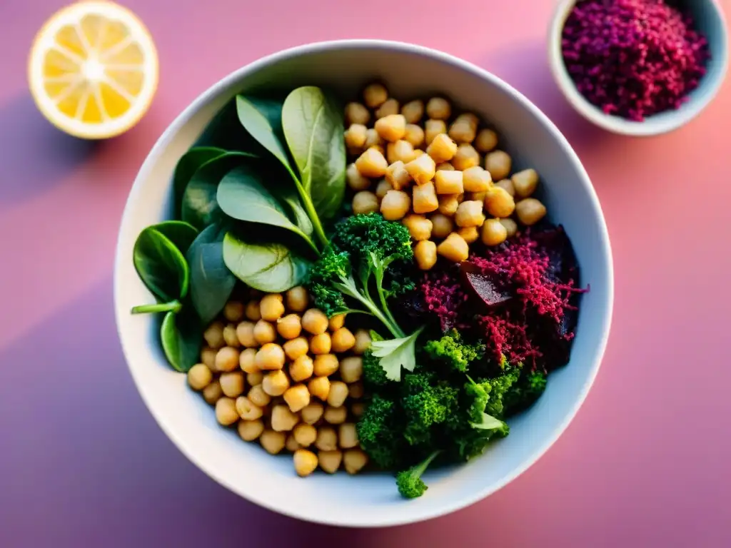 Ensalada colorida con proteínas vegetales, perfecta para recetas sin gluten