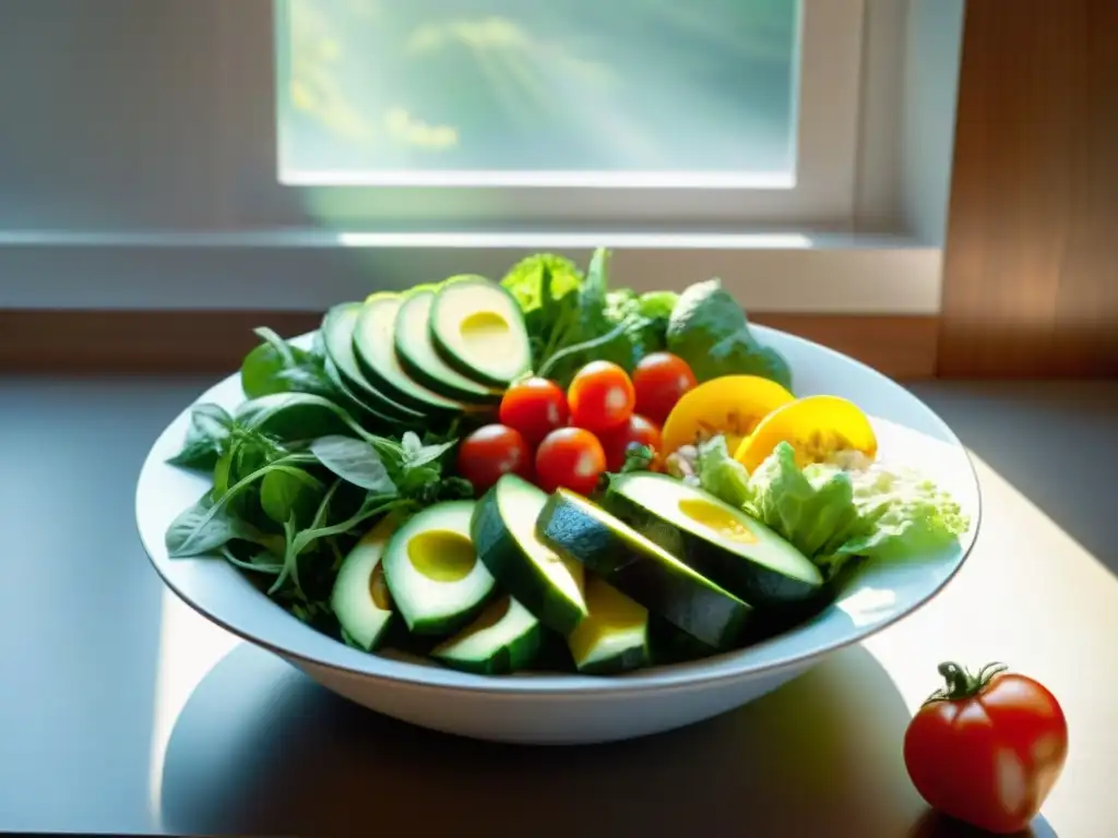 Una ensalada fresca y colorida con ingredientes variados