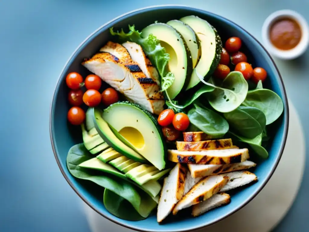 Una ensalada vibrante y colorida con ingredientes frescos y realistas