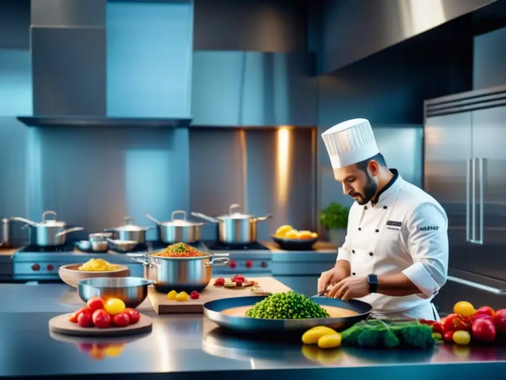 Un equipo diverso de chefs crea platos sin gluten innovadores en un restaurante