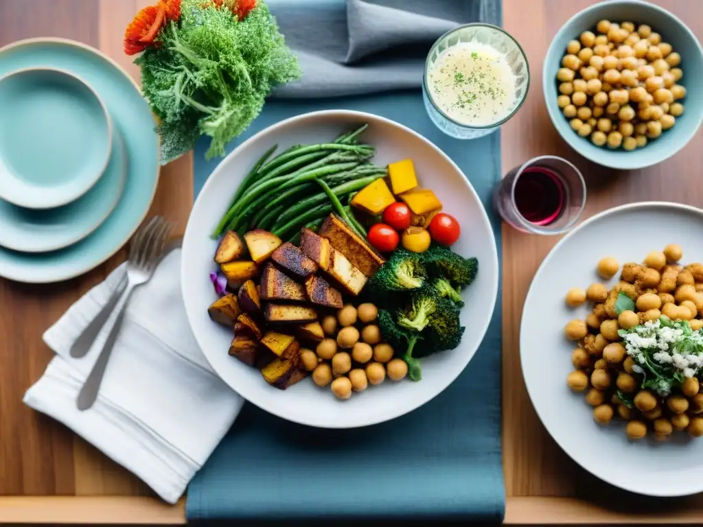 Escena acogedora de mesa con recetas veganas sin gluten fáciles