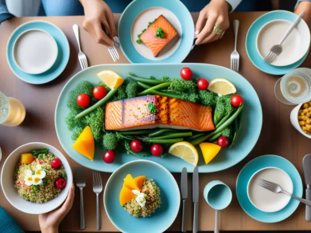 Una escena familiar feliz y unida alrededor de una mesa con 'Alimentos Sin Gluten' verdades mitos