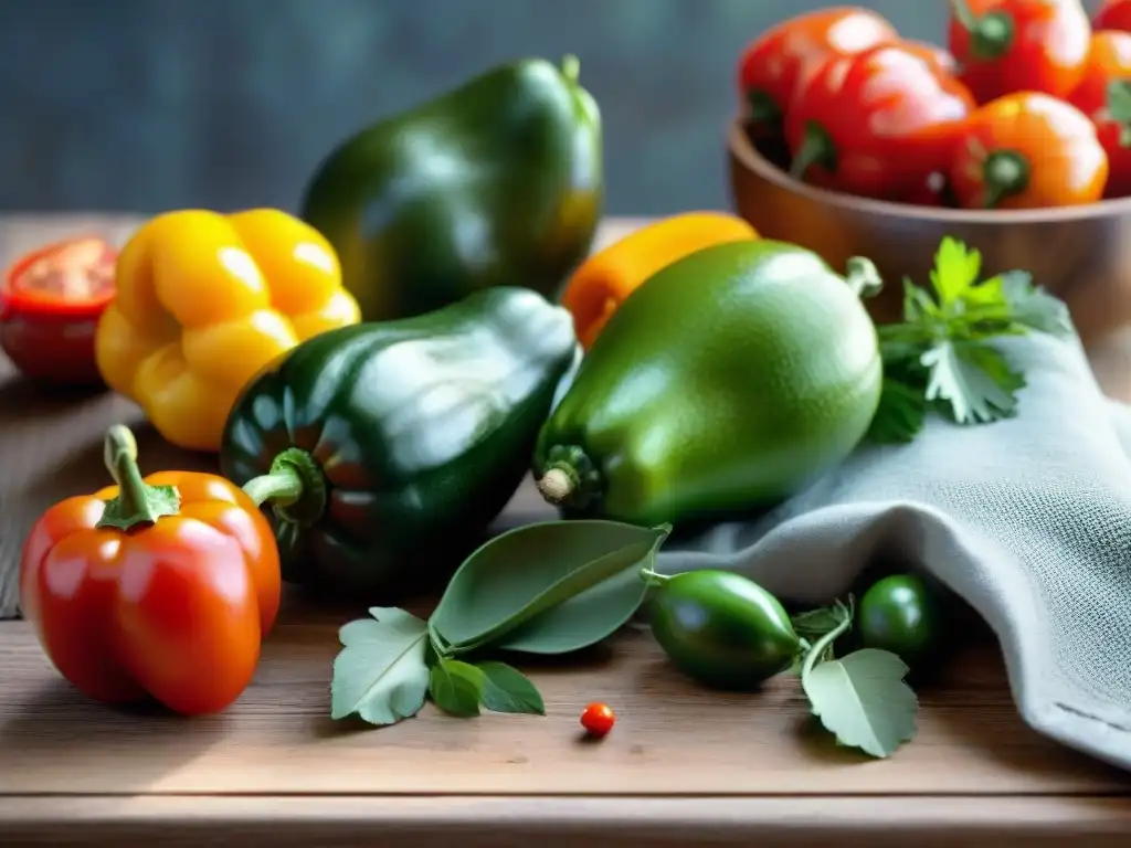 Una escena vibrante de cocina latina con ingredientes frescos y coloridos