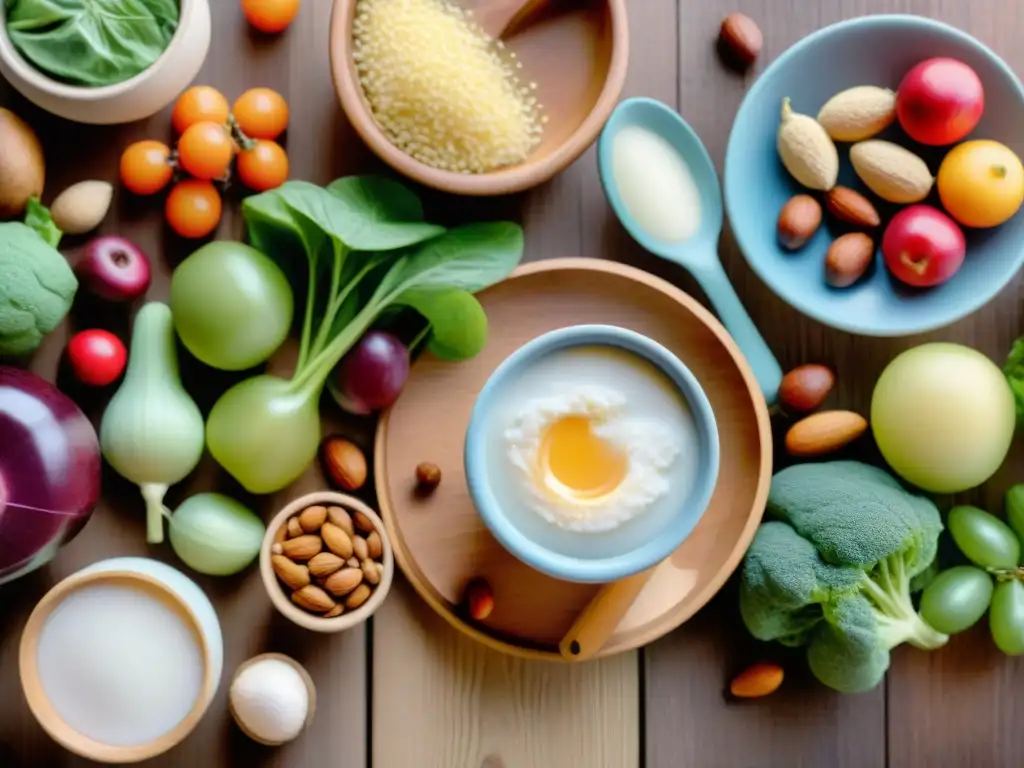 Una escena vibrante y diversa de personas disfrutando alimentos probióticos sin gluten, en una cocina acogedora