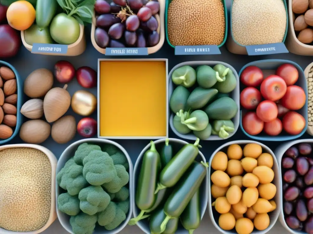 Una escena vibrante de un mercado con alimentos sin gluten, para una transición exitosa hacia dieta sin gluten