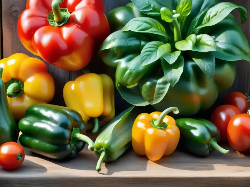 Una escena vibrante de vegetales y hierbas frescos en una mesa rústica, inspirando recetas sin gluten innovadoras