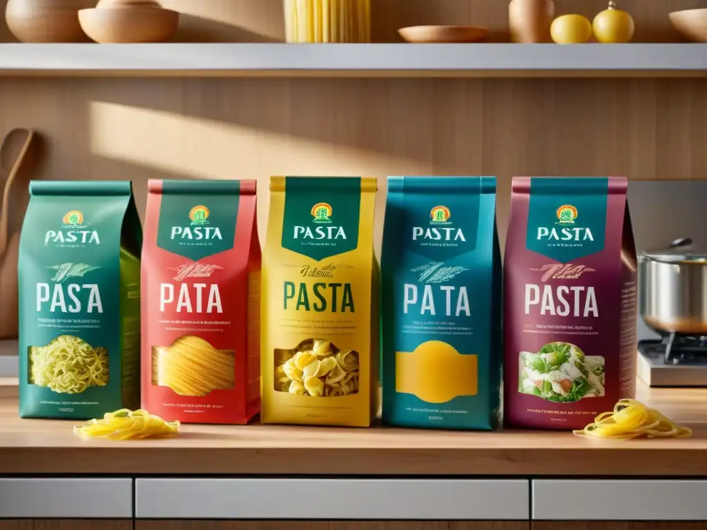 Un escenario vibrante de cocina con marcas pasta sin gluten recomendadas, elegante y detallado